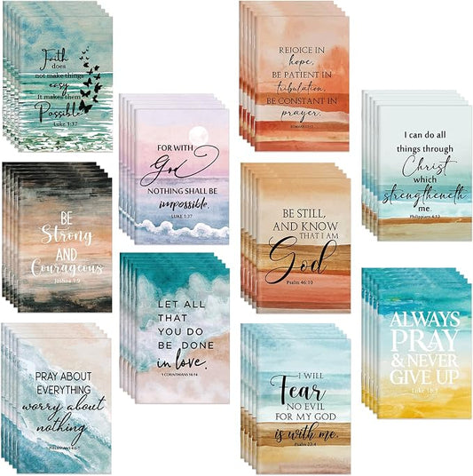Kosiz 50 Pcs Christian Gift Bulk Mini Bible Verse Notepads Small Inspirational Scripture Note Pads Religious Notebooks Journal for Women Men Church Vbs Sunday School Teacher Student Back to School
