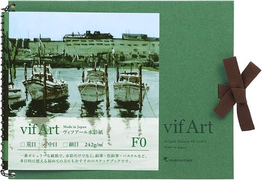 Maruman Sketch Book F0 Vifar Watercolor Paper, Medium Grade, 15 Sheets S20VA