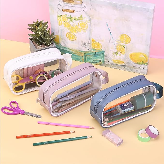 Mr. Pen- Clear Pencil Pouch, Large Capacity Makeup Pouch | Clear Pen Pencil Case, Cosmetics Bag, Multi-Purpose for Travel, School, Teen Girls, Transparent Stationary Bag