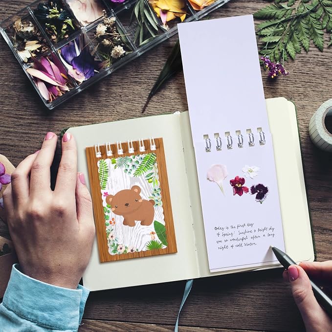 Clabby 32 Pieces Mini Notebooks for Kids Woodland Party Favors, Woodland Animal Mini Notepads Forest Animals Spiral Notebook Owl Raccoon Squirrel Rabbit Decor for Kids Classroom (Cute Style)