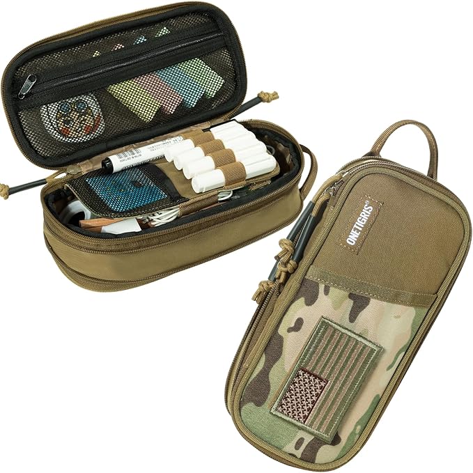 ONETIGRIS Pencil Pouch for Boys, Zipper Multi-Slot Large Capacity | Pencil Case, School Office Supplies Stationery, Pencil Bag Organizer with Pens Sleeve Holder