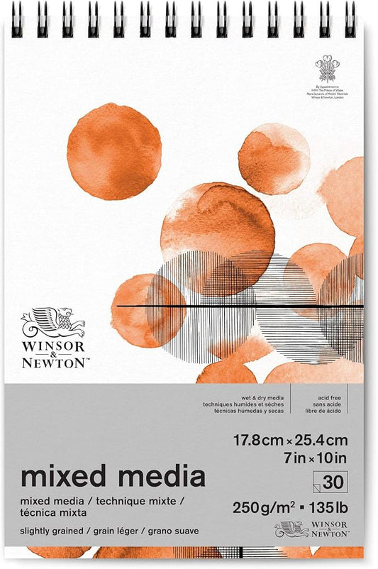 Winsor & Newton Professional Mixed Media Pad, 7" x 10", 30 Sheets, 250gsm, White
