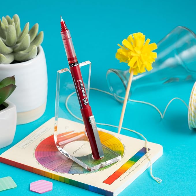 Pilot Precise V5 Stick Liquid Ink Rolling Ball Stick Pens, Extra Fine Point (0.5mm) Red Ink Pens, 12-Pack