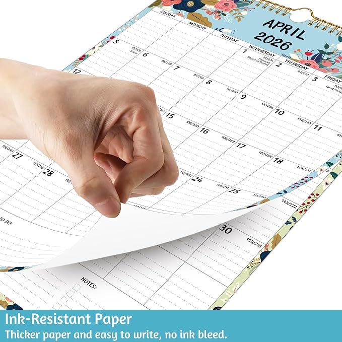Wall Calendar 2026-2027 – Apr.2026 - Sep.2027, Calendar 2026-2027 Wall, 18 Monthly Calendar, 12 x 17 In, 2026-25 Calendar with Large Blocks, Thick Paper, Holidays, To-do ＆ Notes, Great for Organizing