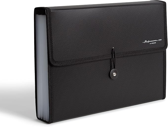 U Brands 13-Pocket Fashion Performance Expandable File Folder (Black)