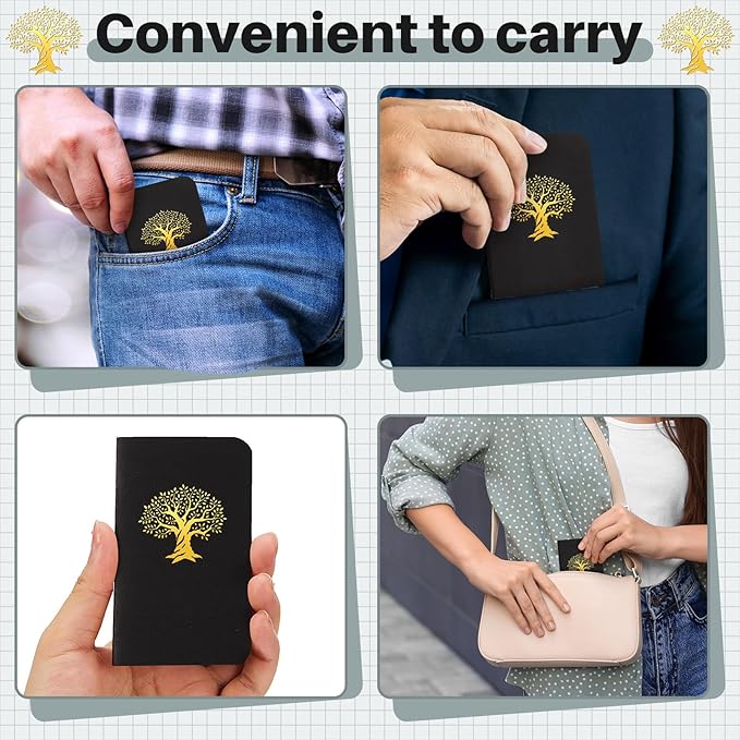 Outus 15 Pcs Mini Pocket Notebook 2.5" x 4" Small Journal Kraft Paper Notepads Bulk Softcover Pocket Notepad Memo Diary Subject Notebooks for Traveler Worker (Black,Tree of Life Style)