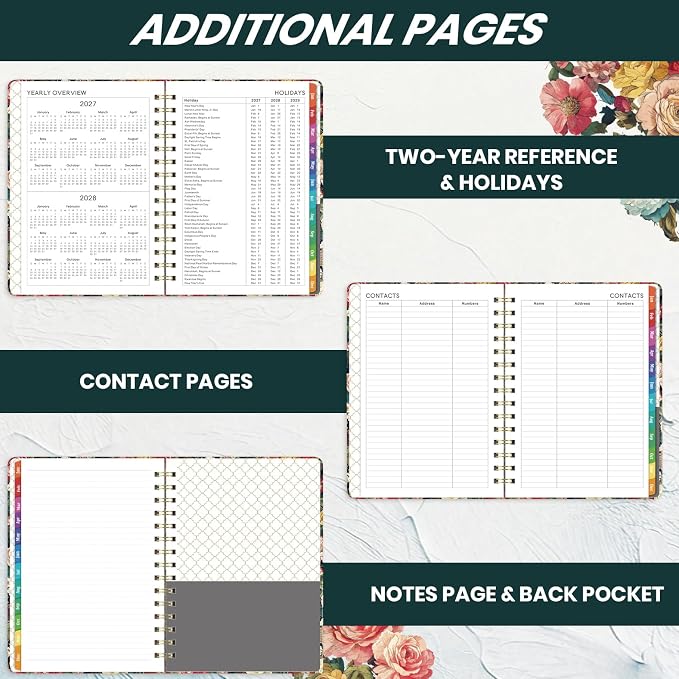 2027 Planner - Jan. 2027 - Dec. 2027, Calendar Monthly Planner 2027 Spiral Bound, 6.3" x 8.4", 2027 Planner Weekly and Monthly with Hardcover, 12 Monthly Tabs, Thick Paper, Pocket