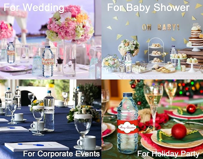 Mr-Label 8.11"×2" Waterproof Matte White Water Bottle Labels – for Inkjet/Laser Printer – Self-Adhesive Wraparound - for Wedding|Baby Shower|Corporate Event (50 Sheets Total 250 Labels)