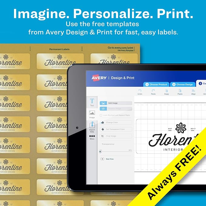 Avery Printable Return Address Labels, 0.75" x 2.25", Gold Foil, 300 Blank Mailing Labels (08987) (Pack of 5)