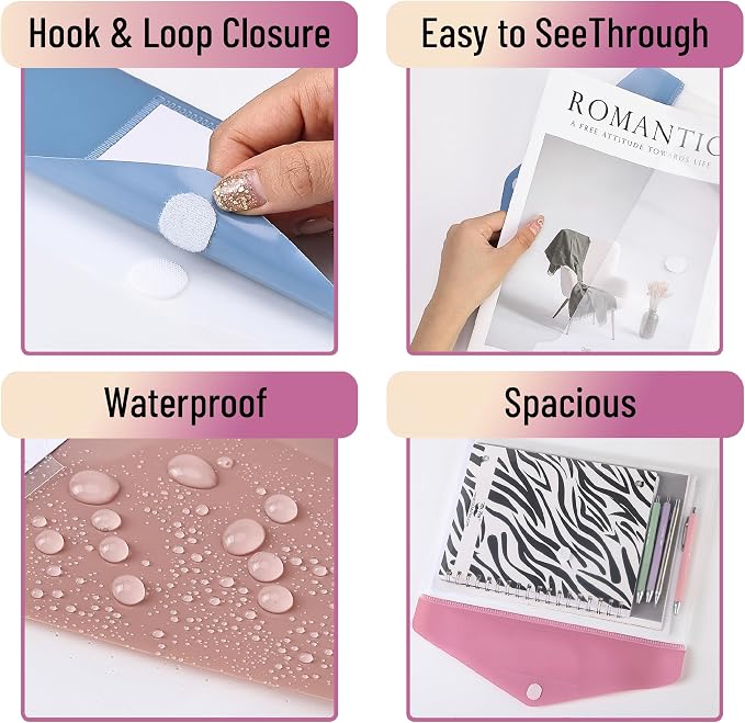 Mr. Pen- Clear Plastic Envelopes File Folders, 20 Pack, A4, Letter Size | Colorful Flaps, Clear Folders for Documents Plastic Poly Envelopes with Label for School, Home, Work, Office, Organizer