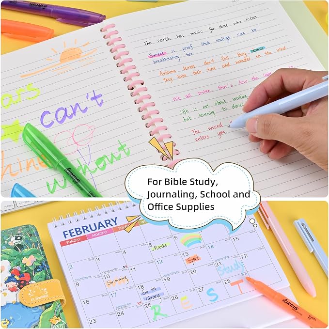 20 Pcs Highlighters and Gel Pens Set, 6 Color Highlighters and 2 Pcs 3 in 1 Multicolor Gel Pens, Chisel Tip Highlighters Assorted Colors, Quick Dry, Perfect for Class, School, Office