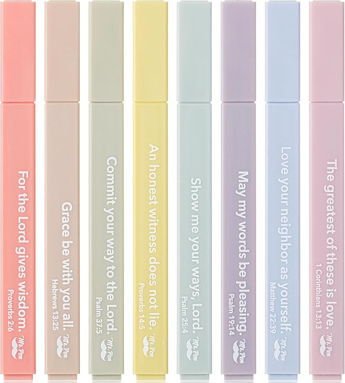 Mr. Pen- Bible Highlighters with Color-Coding System, 8 Pack | Soft Chisel Tip, Aesthetic Highlighters Assorted Colors