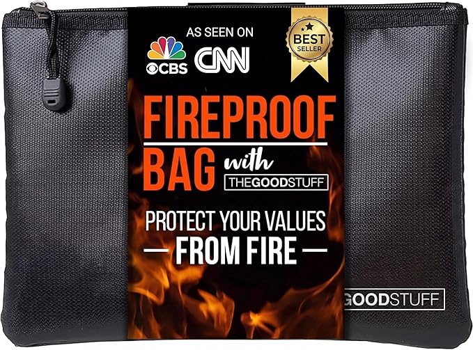 Fireproof Document Pouch (10"x13") - Protect Cash and Papers from Fire | 2000°F Rated - Zippered Water-Resistant Storage for Passports, Certificates, Money and Important Documents