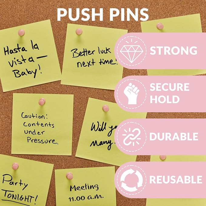 200pcs Paper Clips Binder Clips and Push Pins Set, Mini Clips and Thumb Tacks for Multipurpose Document Organization (Pink)