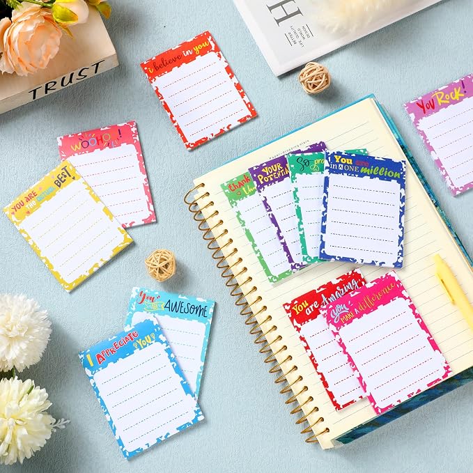 Yinder 24 Pcs Inspirational Sticky Notes, Back to School Supplies, Cute Motivational Sticky Notes Pad Employee Appreciation Gifts Bulk for Teacher Coworker Office 3 x 3'' (Thankful,Classic)