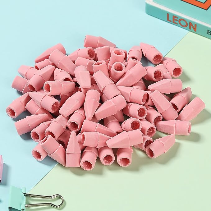 Mr. Pen- Pencil Top Erasers, 120 Pack, Pink, Latex-Free | No-Smudge Cap Pencil Erasers for Precise Erasing, Kids, Teachers, Studying Supplies