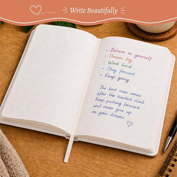 WORLD TRAVELER Eccolo A5 Hardbound Journal Notebook 256 Ivory Lined Pages | Sturdy Flexible Hardcover, 80GSM Acid-Free Ivory Pages, Smyth-Sewn Lay-Flat Binding, Ribbon Bookmark