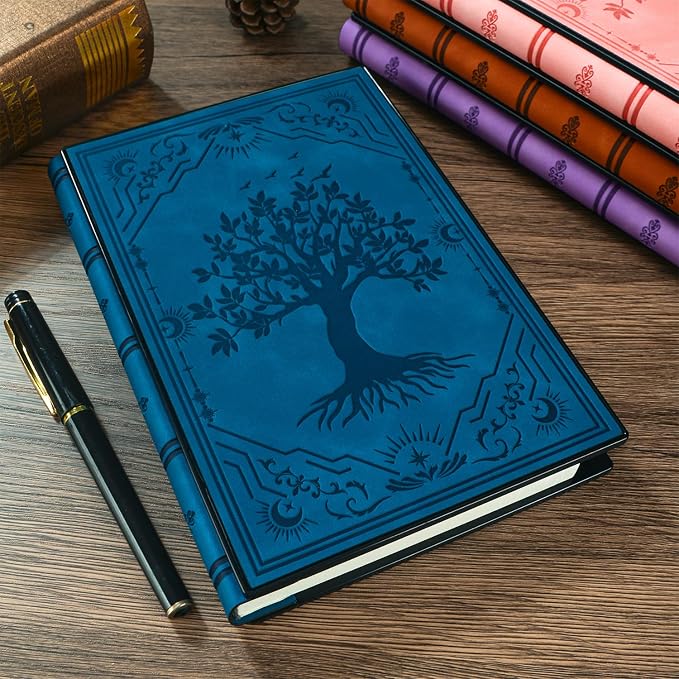 ZXHQ Diary with Lock, Hardcover(14.8 cm x 21 cm) Leather Lock Journal, Built-in Lock, 180° Lay Flat, Tree of Life Embossed Cover, 100 Gsm Thick Paper