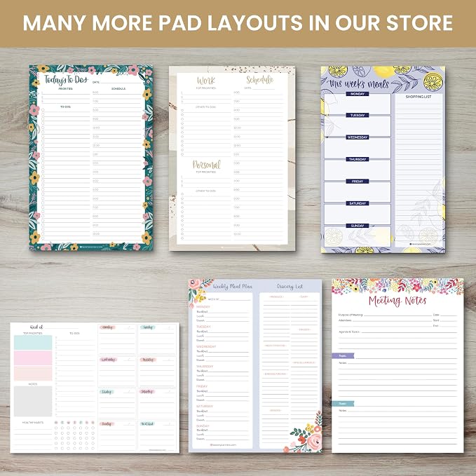 bloom daily planners Horizontal Weekly Magnetic Meal Planning Pad for Fridge with Tear-Off Grocery Shopping List - Hanging Food/Menu Organizer Notepad with Magnets - 8.5” x 11” - Lemons