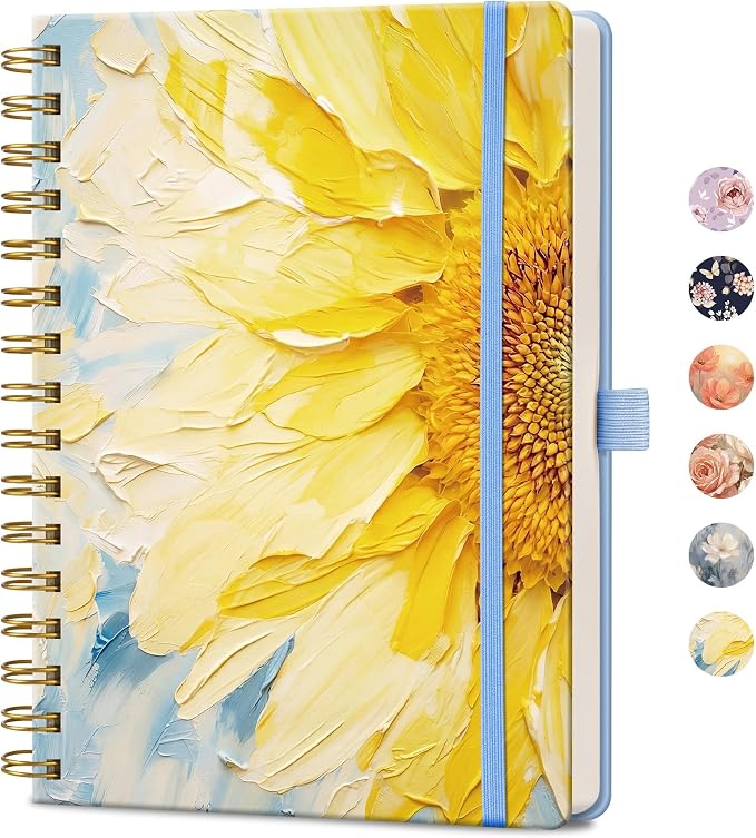AHGXG Spiral Journal Notebook, 160 Lined Pages, A5 Size (5.7'' x 8.3'') | for Women, Journaling, Writing, Work & Office, Hardcover, 100 GSM Thick Paper (Vibrant Sunflower)