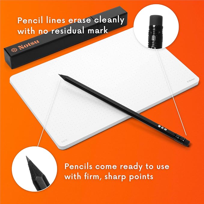 Notsu 4pc Black Pencils #2 Set | All Black Wood Writing Pencils with Travel Case (Pack of 2)