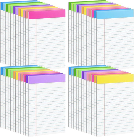 36 Pack Legal Pads 5 x 8 Inch Rainbow Notepads Wide Ruled Writing Pads | Wide Ruled Perforated Writing Pads for Office, School & Daily Notes; Colorful Memo Paper for Lists, Planning and Organization