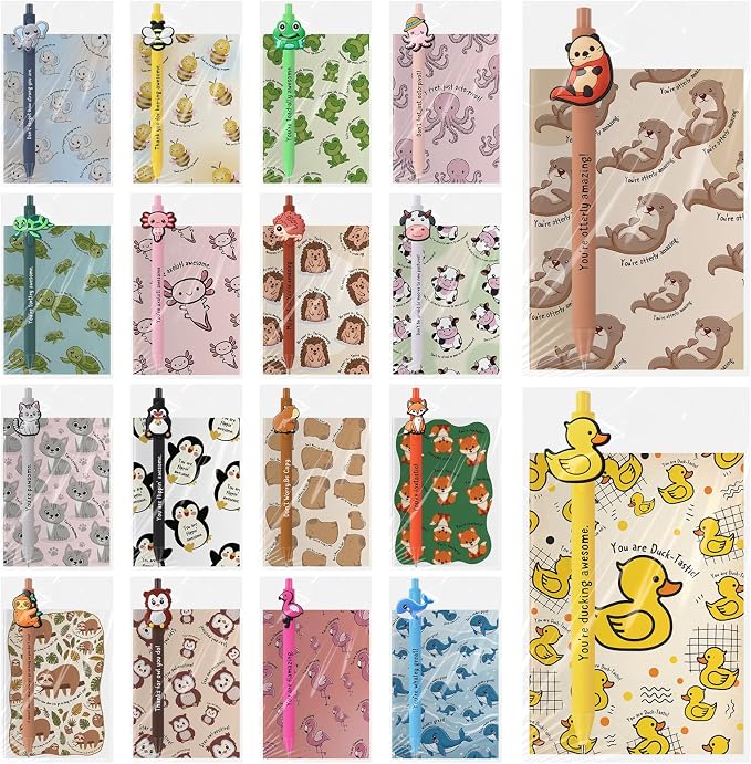 Resurhang 18 Set Inspirational Notebooks with Positive Pen Bulk,Animal