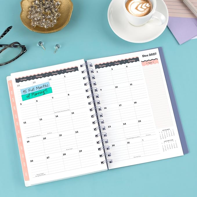 Mead Cambridge 2027 Planner, Weekly & Monthly, 15-Month Oct-Dec, 5.5" x 8.5", CatCoq, Berry Branches (CC01-200-27)