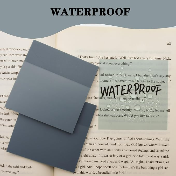 YOUDEFUL 800Pcs Transparent Sticky Notes, Morandi Blue Clear Sticky Notes, 3"x3" Waterproof Translucent Sticky Note Pads, Index Tabs, Clear Post it Notes for Bible Study, See Through Sticky Notes