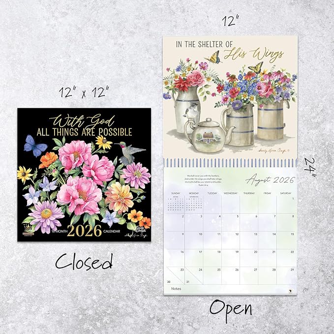 African American Expressions 2026 Wall Calendar – With God All Things Are Possible – Monthly Calendar Celebrating Black Culture & History, 12x12 Hanging Calendar, 16 Months – Christian Gifts