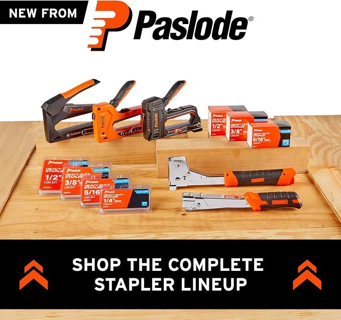 Paslode Pro Heavy-Duty Hammer Tacker Kit, with 5/16" & 3/8" 20-GA Staples