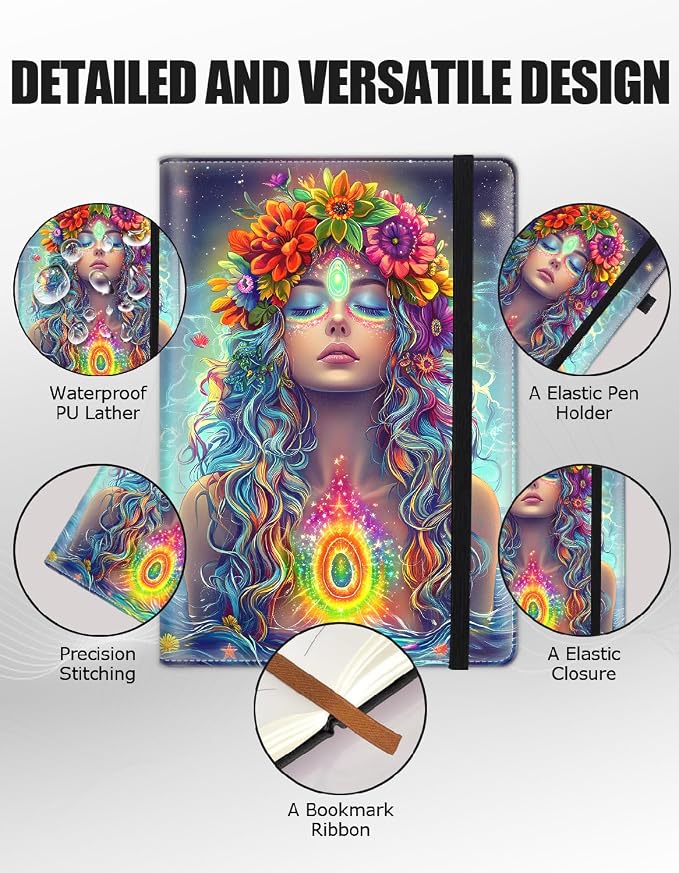 Hardcover Executive Notebooks, A5 PU Leather Lined Journal Notebook, 200 Pages Thick Paper Subject Notebooks for School,Work,Home Writing Business Notebook, Diary Book ，Mandala of The Heart