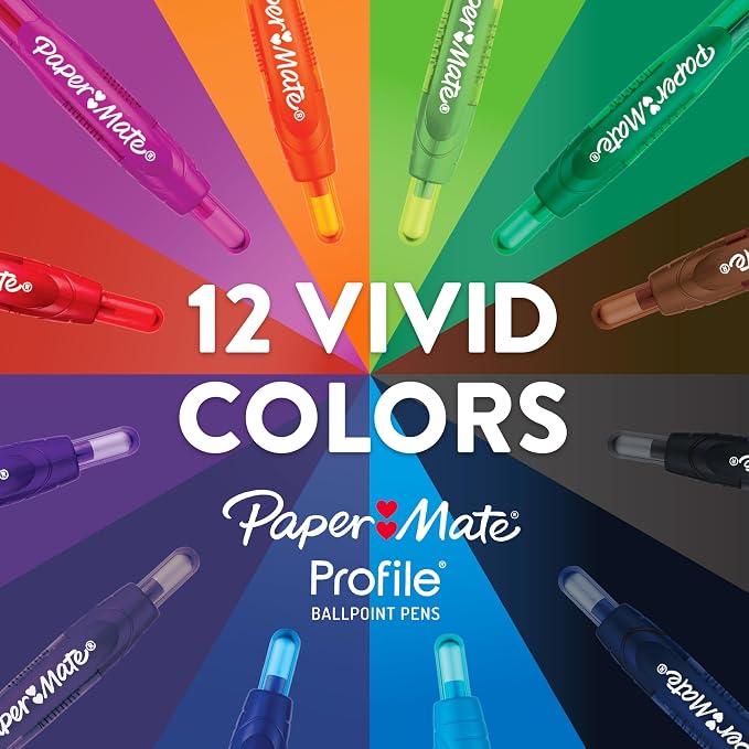 Paper Mate Profile Retractable Ballpoint Pens Bold Point (1.4mm) Black,36 Count (Pack of 6)