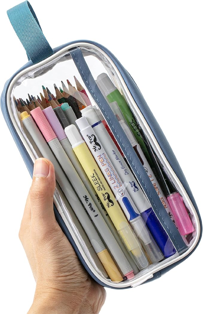 Mr. Pen- Clear Pencil Pouch, Large Capacity Makeup Pouch | Clear Pen Pencil Case, Cosmetics Bag, Multi-Purpose for Travel, School, Teen Girls, Transparent Stationary Bag