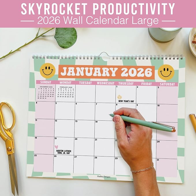 2026 Calendar Wall - 2026 Wall Calendar Large, 18-Month Hanging Calendars for School, Home & Office, Academic Monthly Calendar from January 2026 to June 2027, Back to School Teacher Gifts