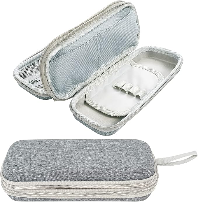 ProCase 2-Layer Hard Pencil Case, Large Capacity Storage Box Pouch, Grey | Stationery Holder Organizer with Zipper Fits Pens Desk Office & School Supplies