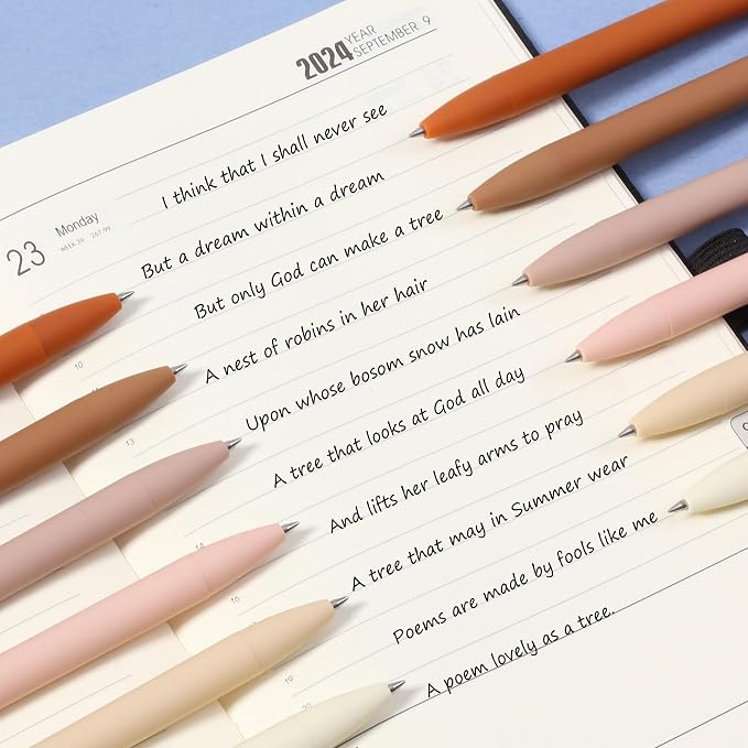 Mr. Pen- Retractable Gel Pens, 12 Pack, Black Ink, Natural Colors Barrels | Fine Point 0.5mm, Fast Dry, Smooth Writing, Cute Pens for Drawing, Writing Planner and School Supplies