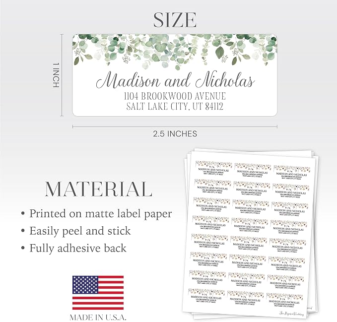 Return Address Labels Personalized with Your Choice of 30 Flower Styles - Choose Font and Font Color or Add Custom Text - Perfect for Wedding Envelopes (026 Peach Flowers)