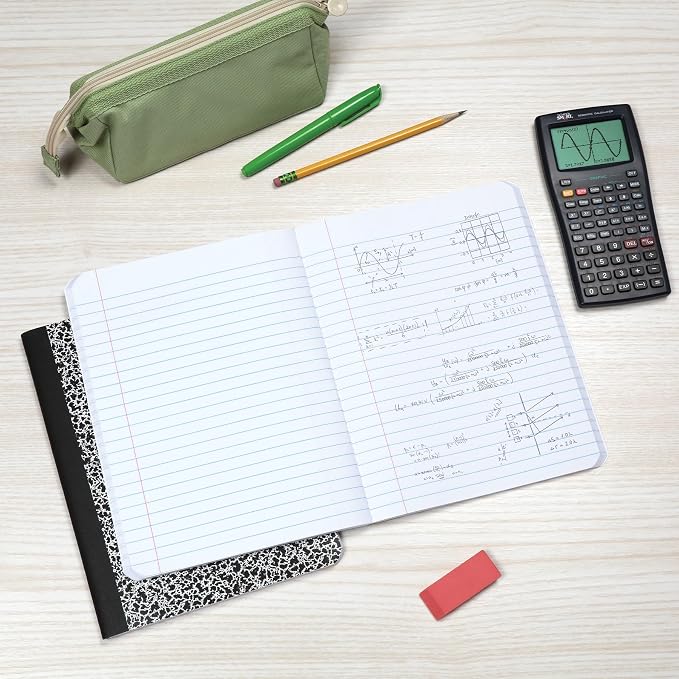 Oxford Composition Notebooks, 9-3/4 x 7-1/2 Inch School Journals, Wide Ruled Paper, Black Marble Covers, 100 Sheets per Book, (1002516), (Pack of 24)