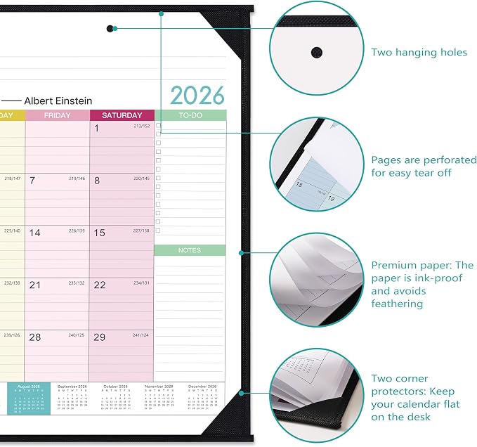 Desk Calendar 2026-2027 -18 Monthly Large Desk Calendar 2026-2027, 22" x 17", Jul. 2026 - Dec. 2027, Corner Protector, Large Ruled Blocks - Colorful Lump