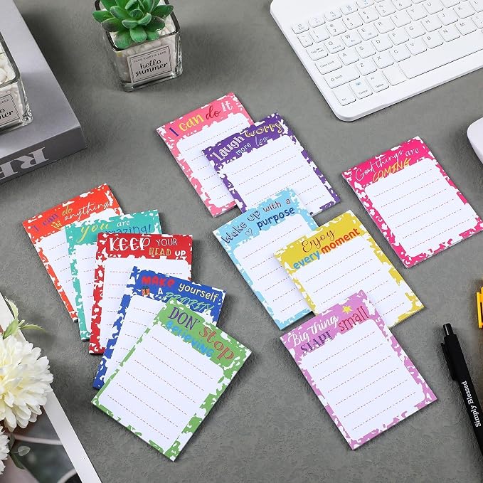 Yinder 24 Pcs Inspirational Sticky Notes, Back to School Supplies, Cute Motivational Sticky Notes Pad Employee Appreciation Gifts Bulk for Teacher Coworker Office 3 x 3'' (Inspirational,Colorful)