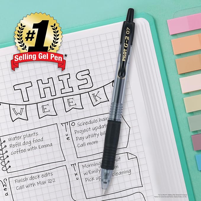 Pilot G2 Premium Refillable and Retractable Rolling Ball Colored Gel Pens, Fine Point, 0.7mm, Assorted Color Inks, 10-Pack