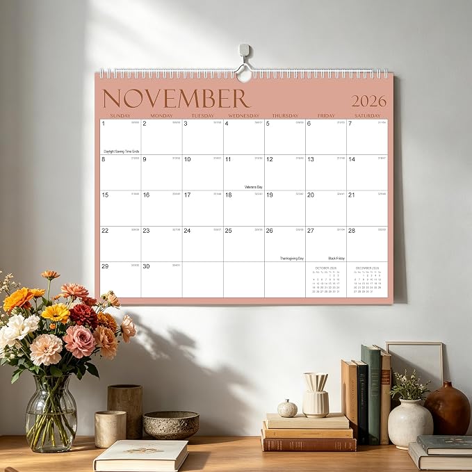 MZD8391 Calendar 2026-2027, Wall Calendar 2026-2027 From July 2026 To December 2027, 14" x 11" Paper Calendars with Julian Date and Blank Block for New Year, 18 Months Calendar Planner