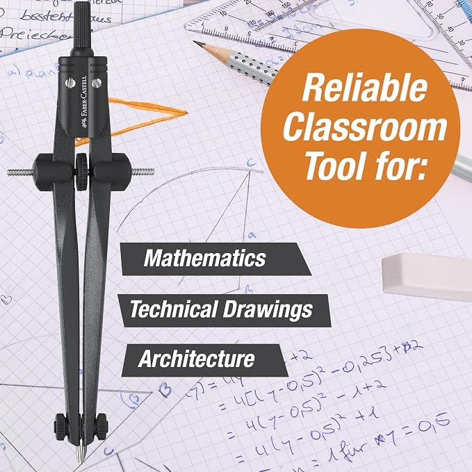 Faber-Castell Quick-Set Compass, Blackstone for Geometry & Drafting