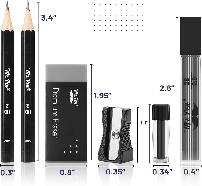 Mr. Pen- Professional Geometry Set, 15 pcs, Drafting Tools with Protractor | Compass, Metal Ruler, Triangles, Pens & Pencils, Complete Geometry & Drafting Kit for Architects, Engineers & Students