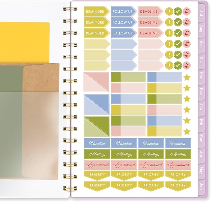 Cambridge Planner 2026-2027 Weekly & Monthly Academic 12-Month July-June, 5-1/2" x 8-1/2", Cherrywood Lane, Peony Lace (CL18-200A)
