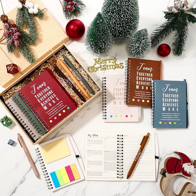 Resurhang 48 Pcs/24 Set Back to School Gifts for Students Teacher, Inspirational A6 Spiral Journal Notebook with Pen for Employee Team Teachers Students Classroom Rewards(Vivid Color,Team Together)