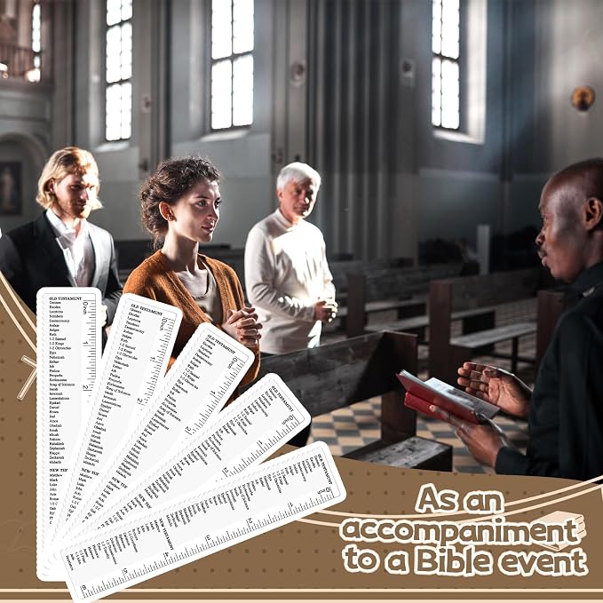 24 Pcs Clear Bible Verses Ruler with Scalloped Edge 6 Inch Christian Rulers with Books of The Bible for School Classrooms,Multitool or Bookmark(Old & New Testament)