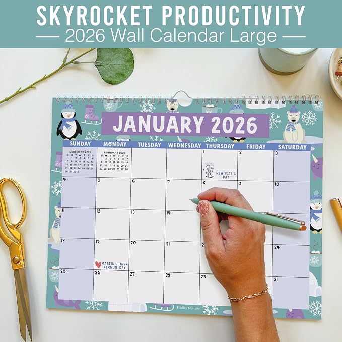 2026 Calendar Wall - 2026 Wall Calendar Large, 18-Month Hanging Calendars for School, Home & Office, Academic Monthly Calendar from January 2026 to June 2027, Back to School Teacher Gifts