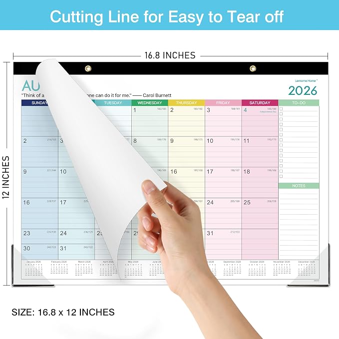 Calendar 2026-2027 - Desk Calendar 2026-2027, 18 Monthly Desk/Wall Calendar,16.8" x 12", July 2026 - December 2027, Thick Paper with Corner Protectors, Large Ruled Blocks - Colorful Lump